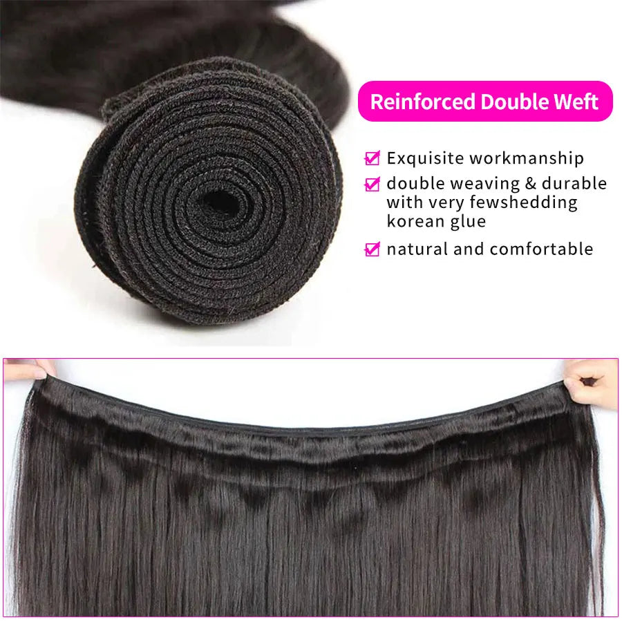Extensiones de Cabello Humano Brasileño con Ondas Suaves, 1/3/4 Piezas, Negro Natural, 14-30 Pulgadas, Extensiones de Cabello Brasileño Remy