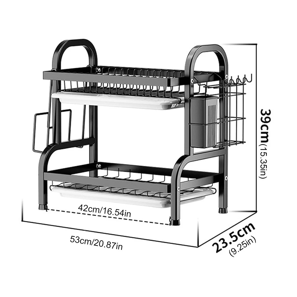 Escurridor de platos ajustable, estante de secado de platos, organizador de platos de cocina con escurridor sobre el fregadero, encimera, soporte de almacenamiento de cubiertos