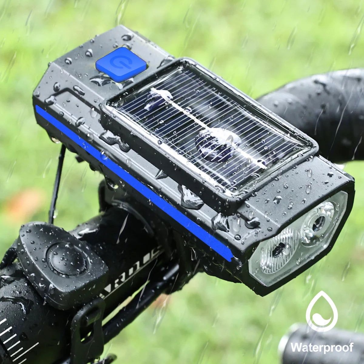 Luz Solar para bicicleta con bocina, 120dB, TYPE-C, carga rápida, lámpara frontal para bicicleta de montaña y carretera, linterna para bicicleta de 1200 mah