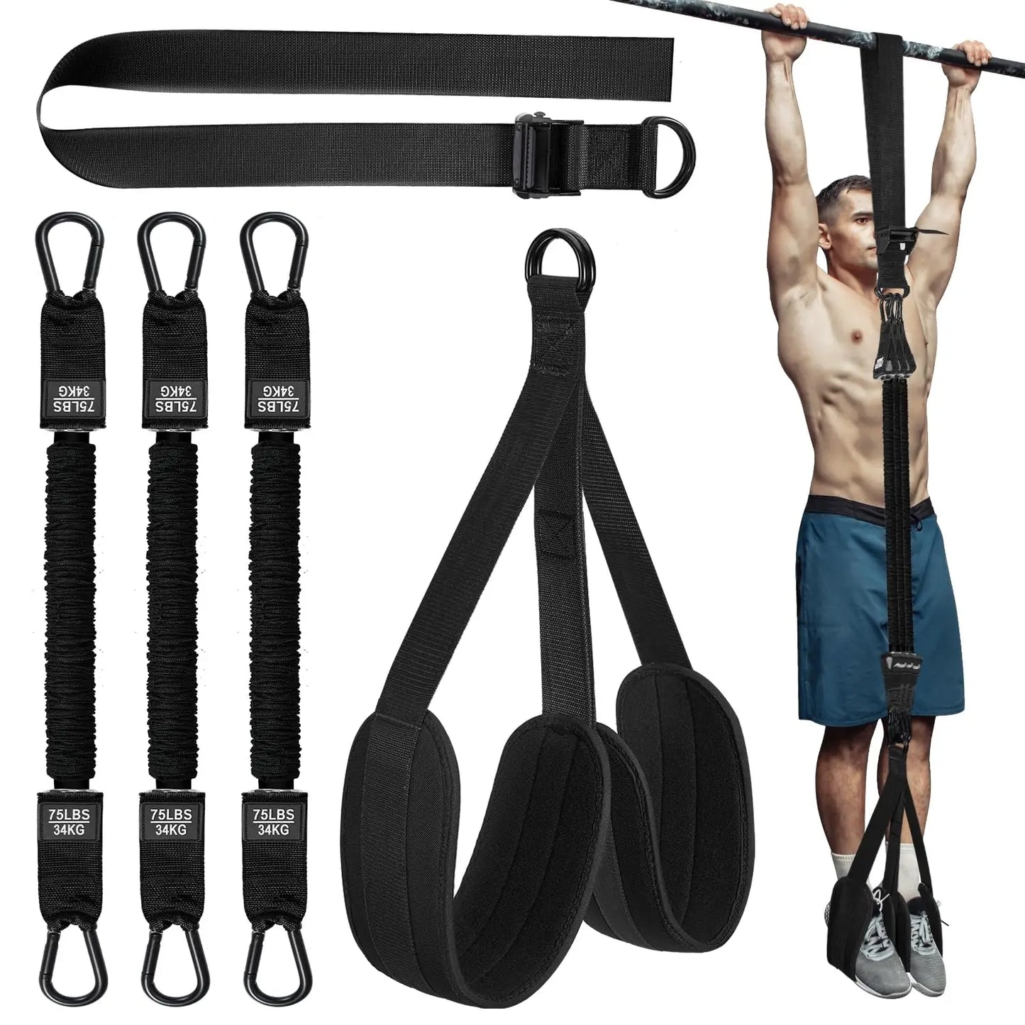 Bandas de dominadas asistidas, cinturón de asistencia multifuncional de 75-300 LBS, herramientas de entrenamiento de fuerza, banda de dominadas de alta intensidad