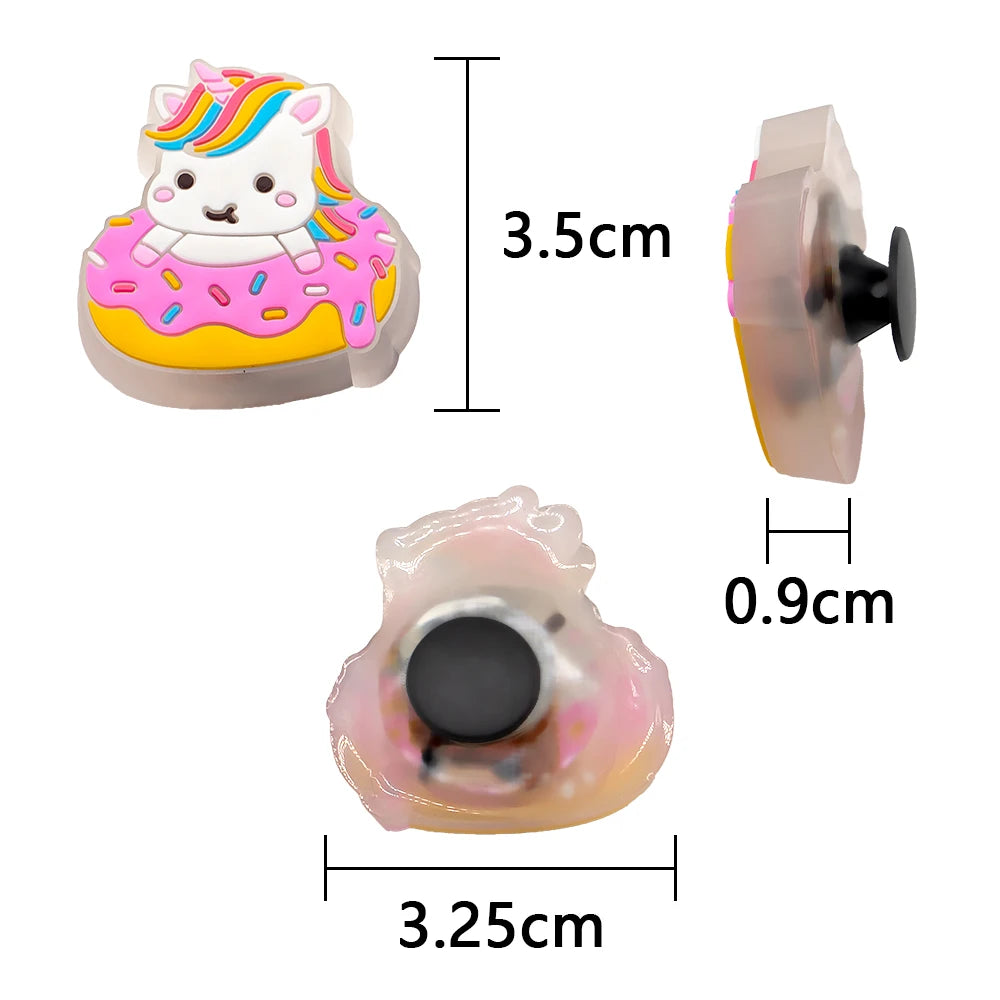 1/16 Uds. Dijes LED para zapatos salamandra unicornio perros decoraciones para zapatos iluminadas pato amarillo pines LED accesorios para mujeres hombres niños