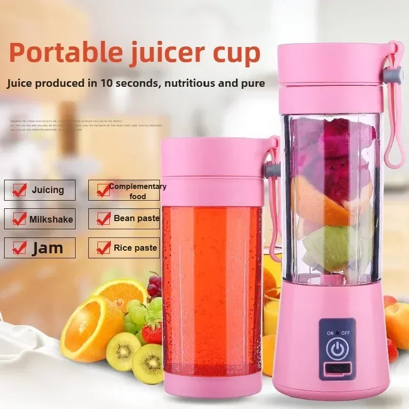 Licuadora Eléctrica Portátil Recargable, Vaso Mezclador de Frutas para Viajes, Mini Batidora para Smoothies y Batidos