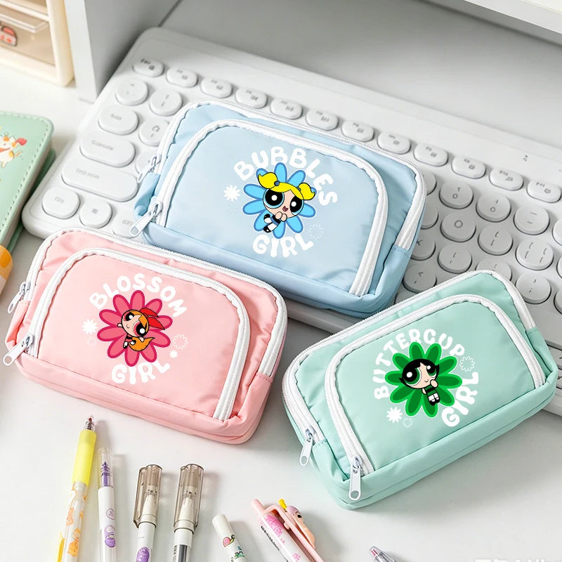 Estuche para lápices de las Chicas Superpoderosas, estuche para lápices con múltiples bolsillos, bolsa para lápices de gran capacidad para estudiantes, bolsa organizadora de papelería, regalo