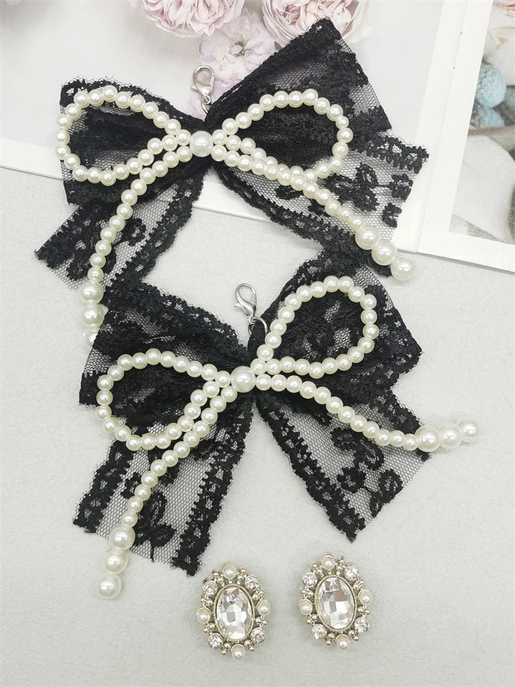 4 Uds. De colgantes de zapatos con pajarita de encaje de estilo barroco, cordones de flores, dijes, hebillas, decoraciones DIY, Clips para zapatos, accesorios