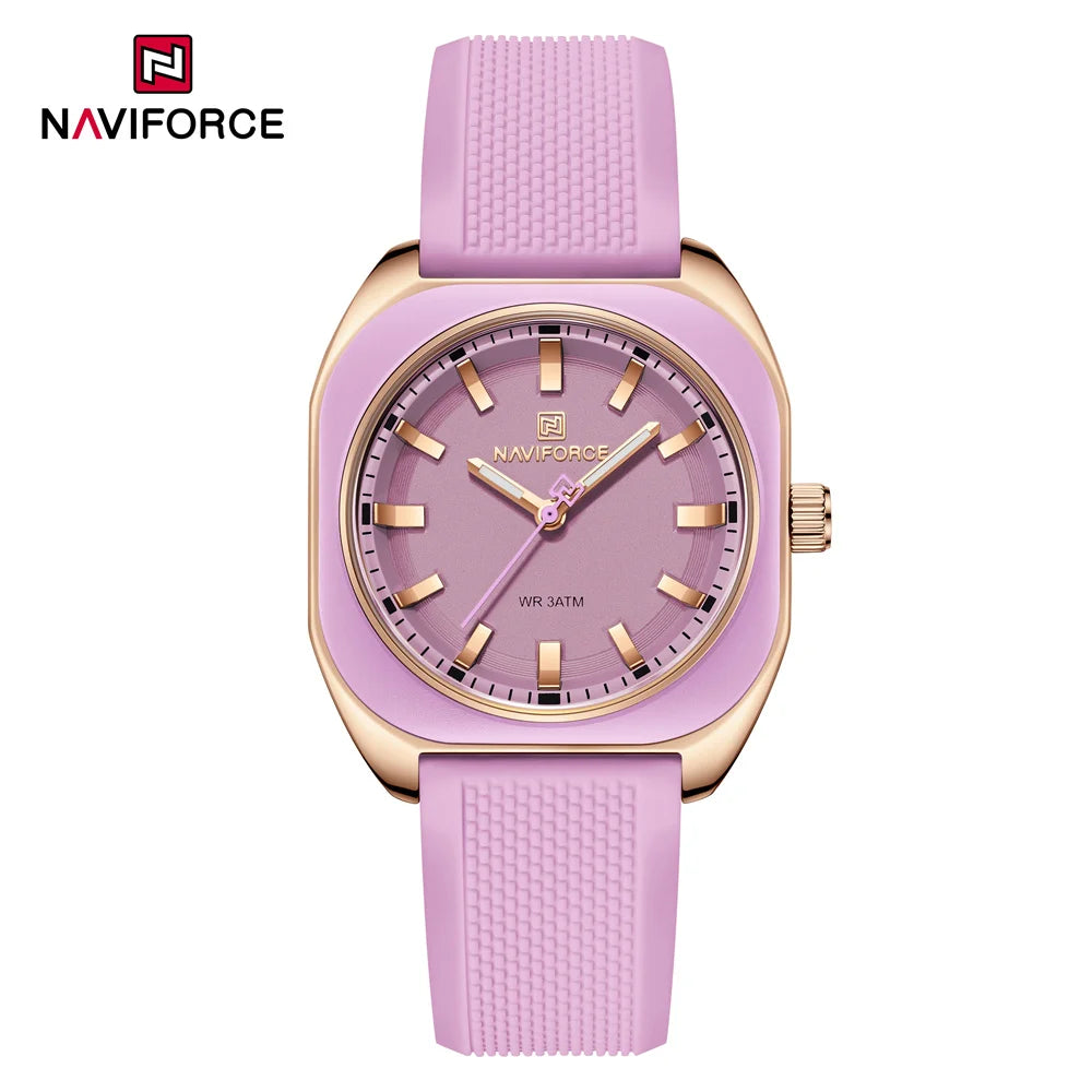 NAVIFORCE, reloj para mujer, marca superior, moda de lujo, reloj de pulsera Original para mujer y niña, pulsera de goma de silicona, reloj informal para mujer 5061