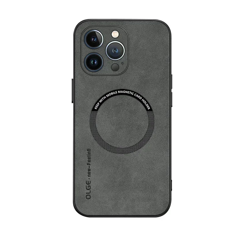 Para Magsafe fundas de teléfono de cuero de lujo a prueba de golpes para iPhone 17 16 15 14 13 12 11 Pro Max Plus cubierta de carga inalámbrica magnética