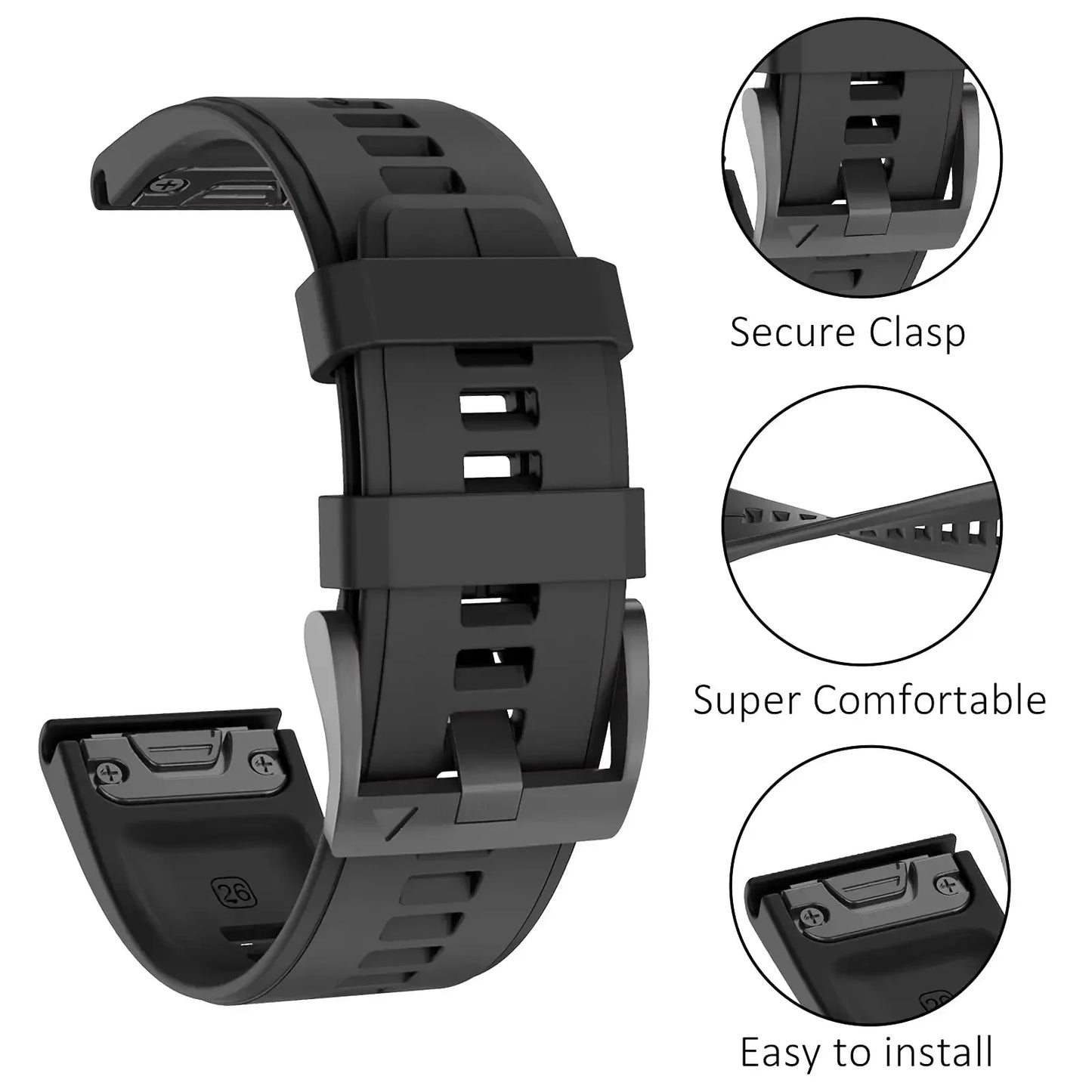 Correa deportiva de silicona para Garmin Descent G2 G1 Mk3i Mk2 Mk1/Fenix 8 Pro E 7 7X 6 6X 5 5X/Epix pulsera suave 22/26mm banda Quickfit