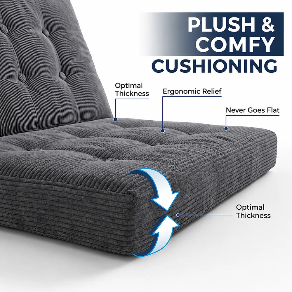 Sofá plegable de pana de tres pliegues, colchón portátil de espuma de alta densidad para invitados, adecuado para sala de estar y dormitorio.