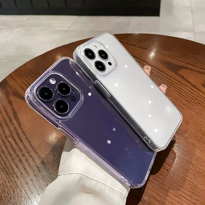 Fundas de parachoques transparentes a prueba de golpes de lujo para iPhone 16 15 14 13 12 11 Pro Max Plus accesorios de cubierta de teléfono acrílico suave transparente
