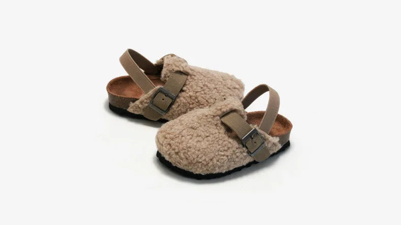 Sandalias de corcho para niños y niñas, zapatos de exterior de sandalias cálidas, calzado para preandador, otoño e invierno, novedad