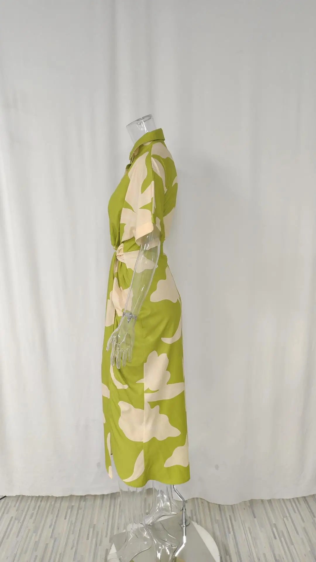 Vestidos Elegantes para Mujer 2026: Vestido de Mujer con Estampado Irregular, Cuello Solapa, Ajuste Delgado y Contraste, Ideal para el Trabajo y con un Toque de Temperamento.