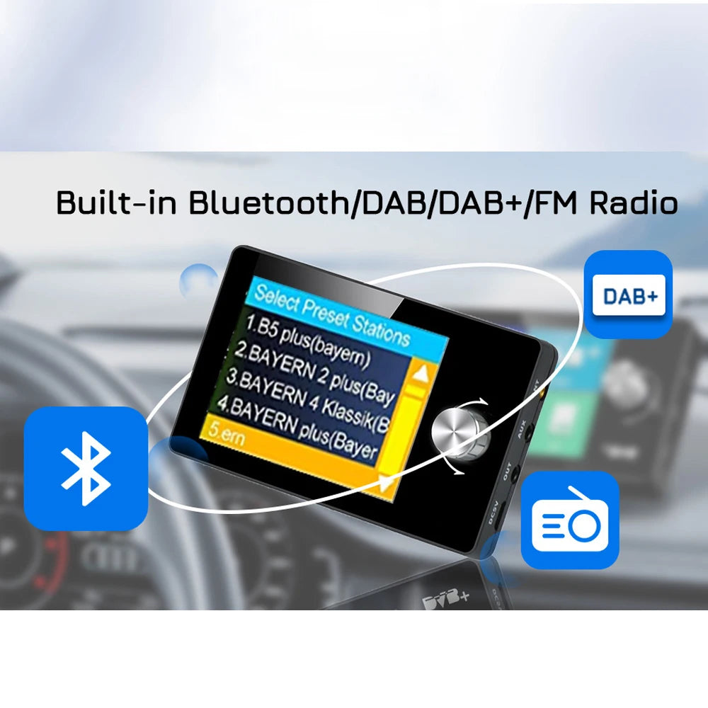 2.8inch Color Screen DAB/DAB+ Digital Broadcast Radio RDS Support FM Transmitter BT Music MP3 AUX Receiver