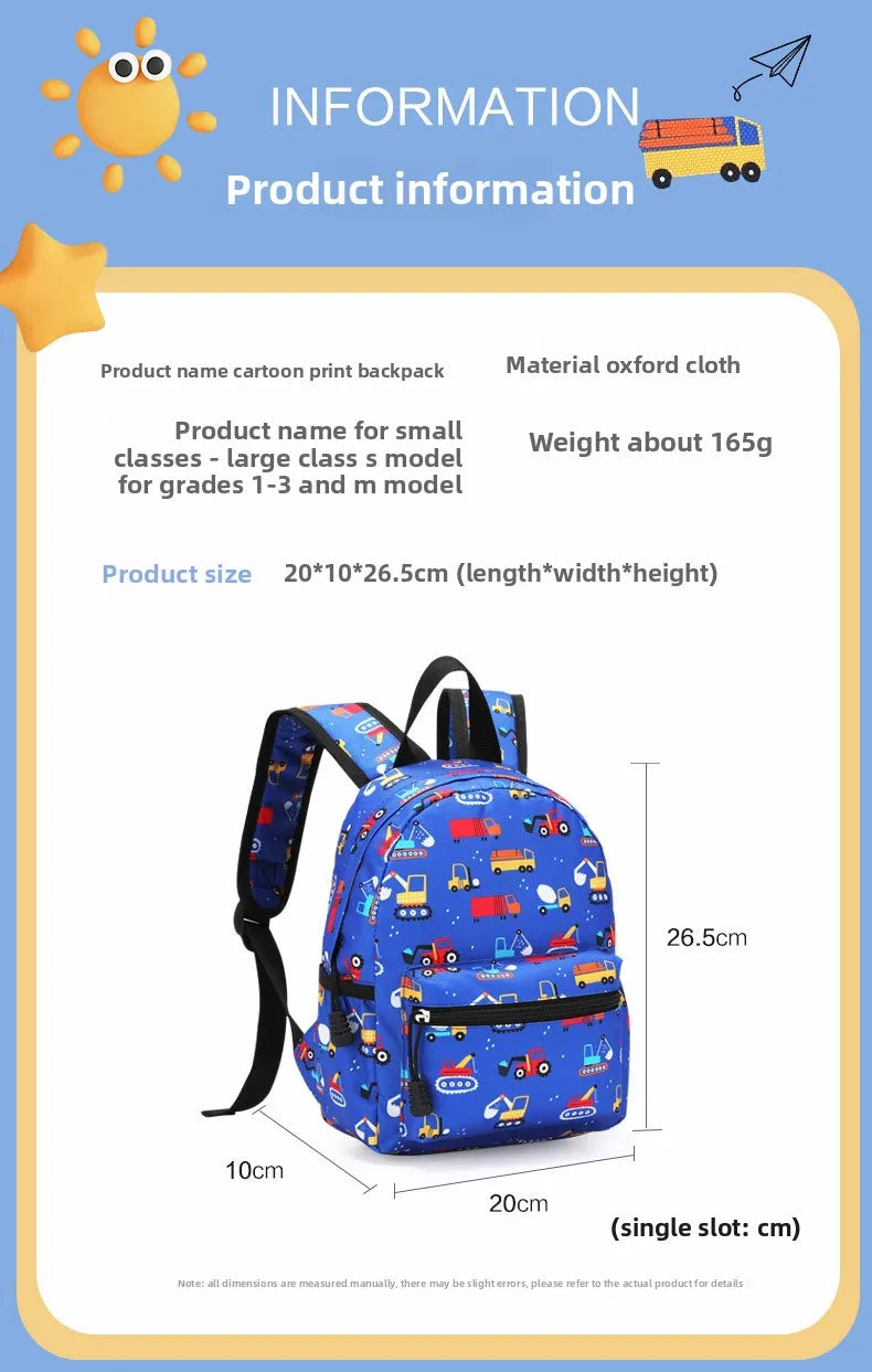 Mochila Infantil de Dibujos Animados, Ligera, para Jardín de Niños y Escuela, con Protección Ergonómica para la Columna Vertebral, para Niños y Niñas, Estilo Casual y Moderno