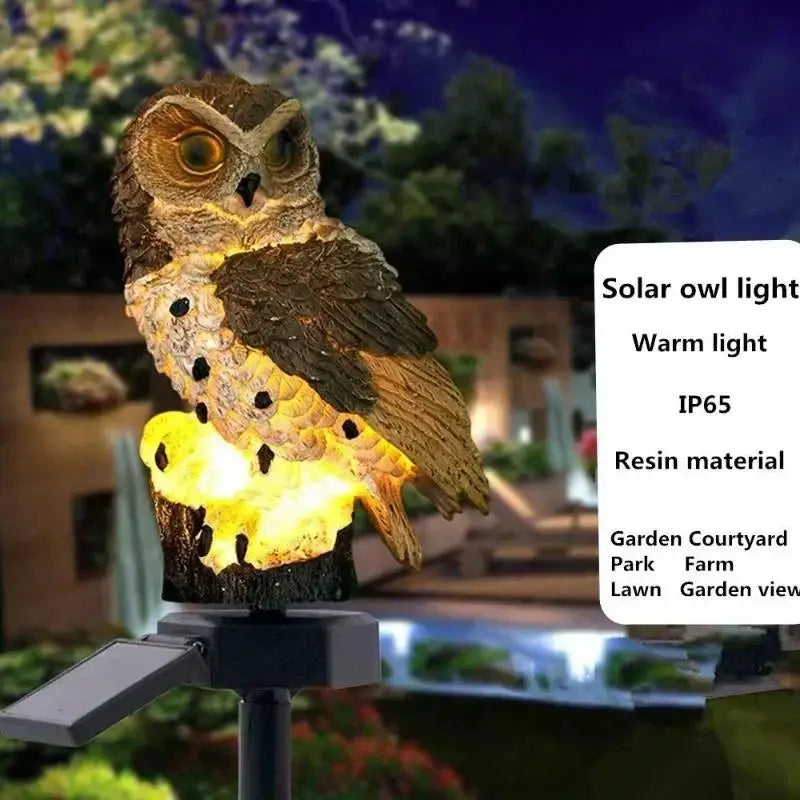 Nuevo 1 Uds. Luces de búho decorativas para exteriores, lámpara de pie para césped con energía Solar, iluminación de paisaje impermeable, camino, linterna LED de animales