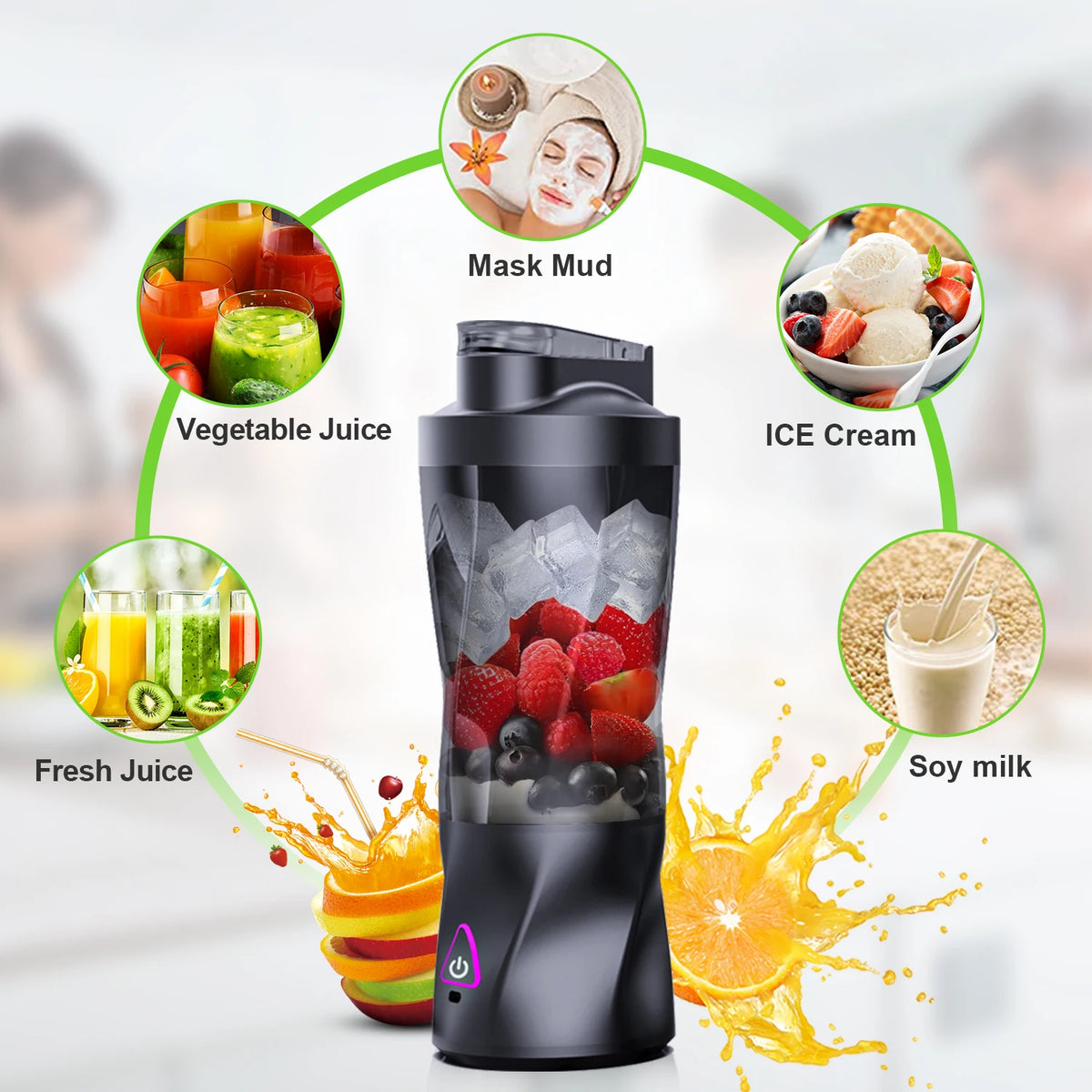 Exprimidor eléctrico portátil, mezclador de frutas frescas, 700ML, multifuncional, recargable por USB, batidos, licuadora, taza mezcladora para exteriores
