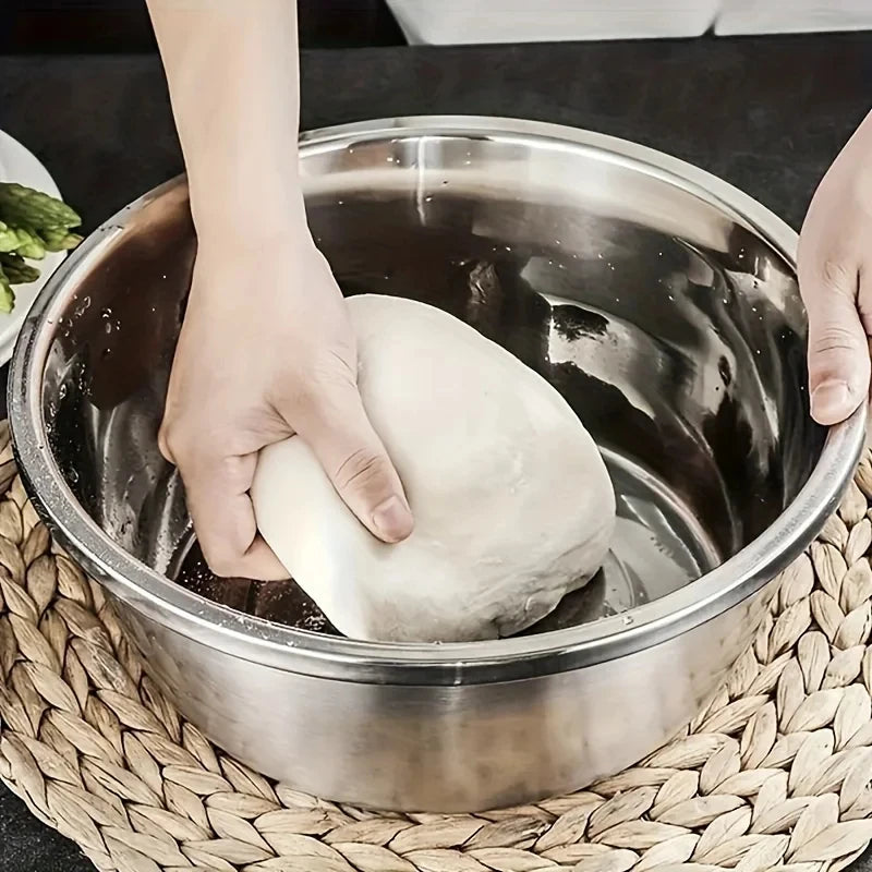 Juego de 3 Utensilios de Cocina de Acero Inoxidable, Tazón para Mezclar Multifuncional, Cortador de Verduras, Pelador de Frutas