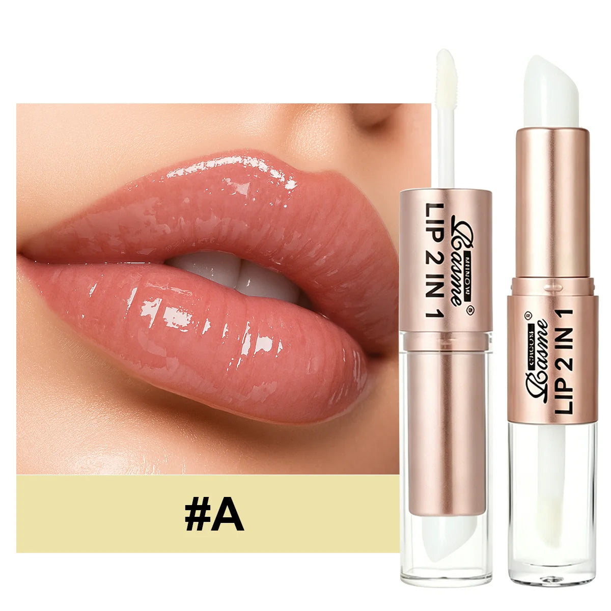 Lápiz delineador de labios degradado cónico 2 en 1, brillo de labios de cristal de espejo marrón desnudo, delineador de labios mate, maquillaje antiadherente para contorno de labios resistente al agua