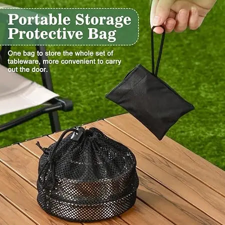 Juego de utensilios de cocina para acampar, olla de cocina de acero inoxidable con sartén, utensilios de cocina portátiles para exteriores, olla para Picnic, mochilero, Camping y senderismo