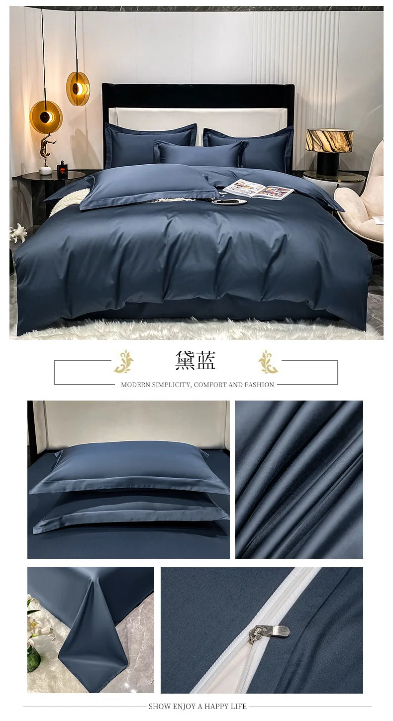 Juego de cama de lujo 100% algodón egipcio funda nórdica funda de almohada Ru Europa doble tamaño Queen King ropa de cama juegos de sábanas suaves