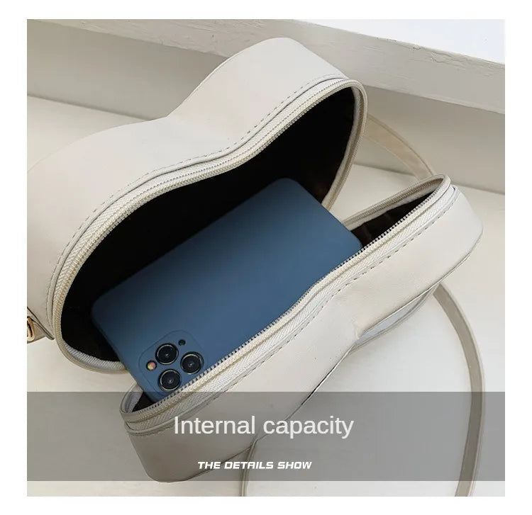 Bolsos cruzados con forma de corazón para mujer, bolso de hombro de cuero Pu sólido, bolsos casuales para mujer, bolsos de diseñador para mujer, nuevo
