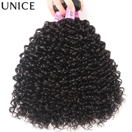 Mechones de pelo rizado UNice, Color Natural sin procesar, grado 10A, 100% cabello humano, oferta de 1/3/4 Uds.
