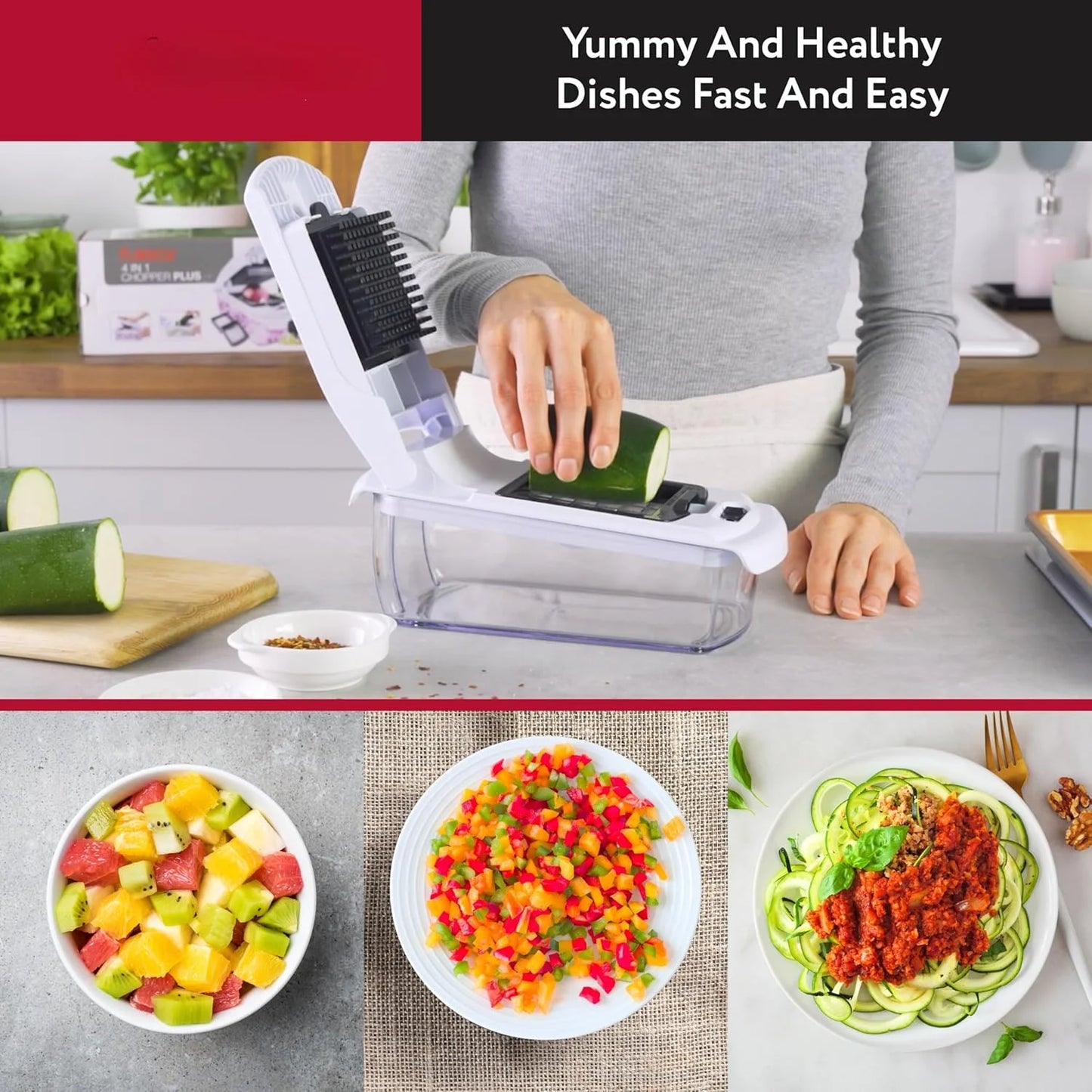 Picadora de verduras con contenedor, cortador en espiral de alimentos, Gadgets de cocina, accesorios esenciales para el hogar