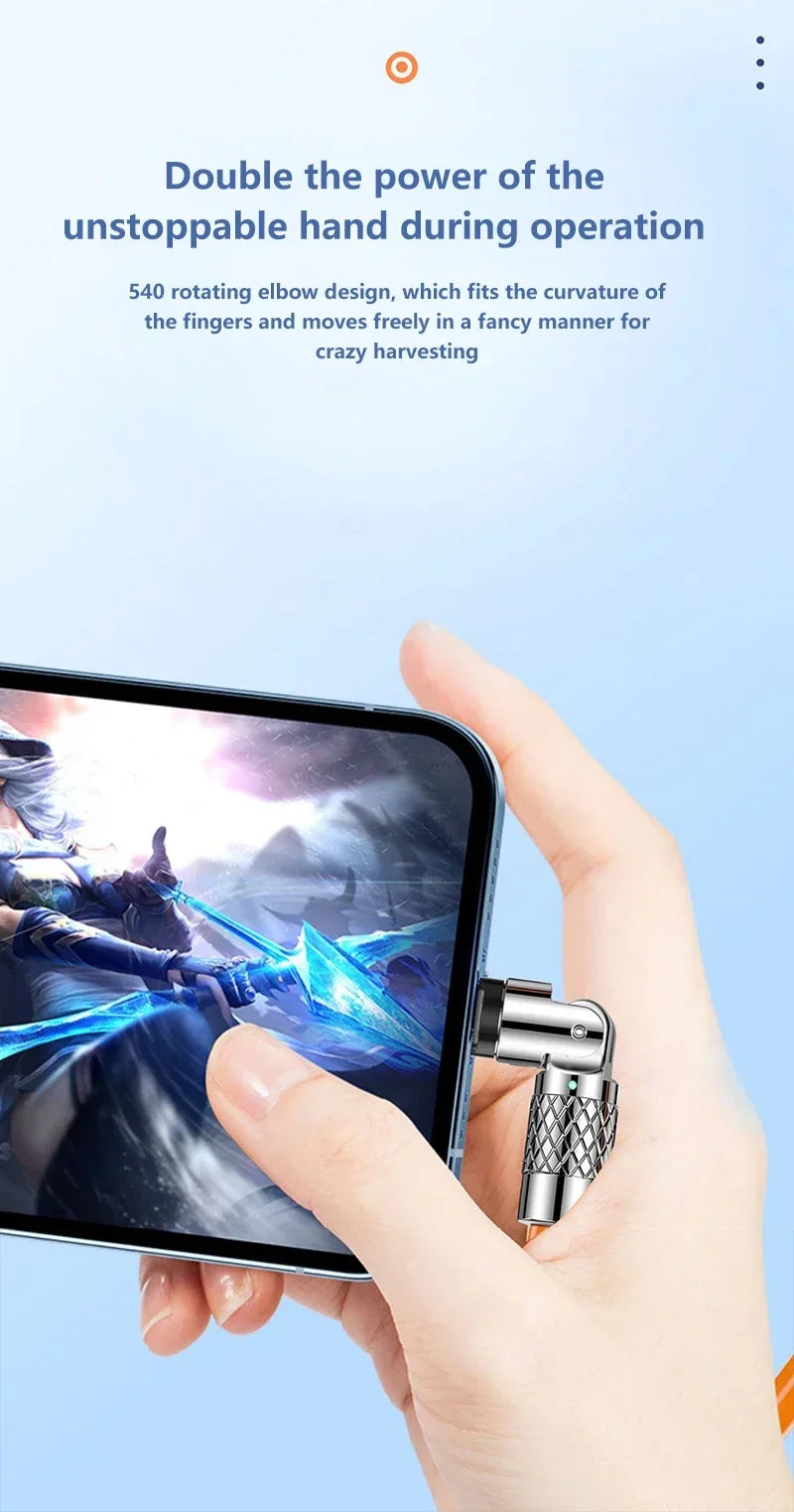 Cable USB tipo C de carga rápida de 120W 7A Cable de codo de rotación de 180 grados para juegos para Xiaomi Redmi Honor cargador de teléfono Cable USB C