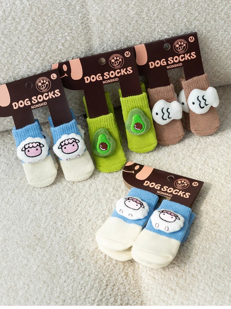 4Pcs/Set Pet Socks Anti Slip Dog Foot Cover Set Teddy Dog Shoes Set 4 Dogs Socks Puppy Socks Dogs Shoes for Small Dogs
