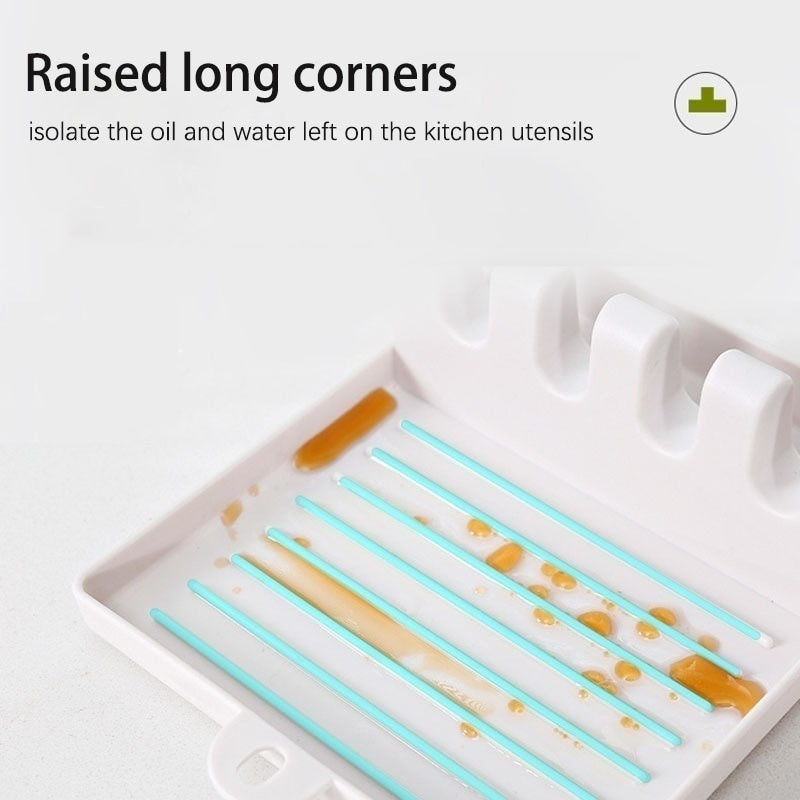 Soportes para cucharas de cocina, tenedor, espátula, estante, organizador, soporte para palillos de plástico, almohadilla antideslizante para cucharas