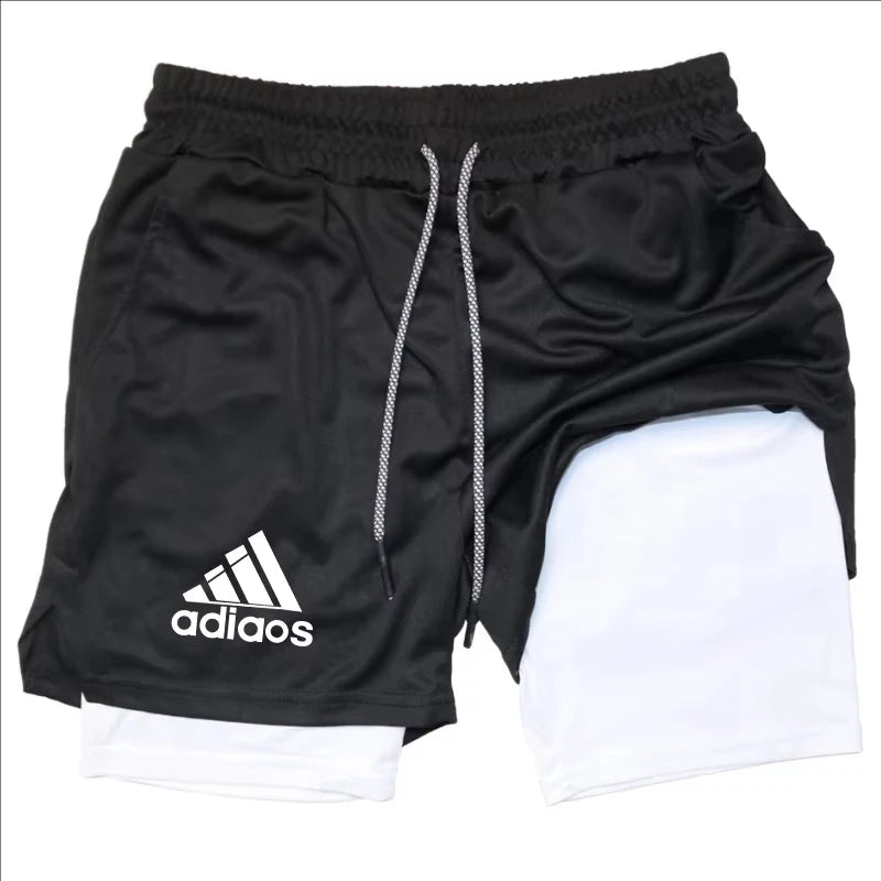 Pantalones cortos de compresión para hombre, pantalones cortos deportivos de entrenamiento para correr, pantalones cortos de secado rápido para gimnasio de verano en uno