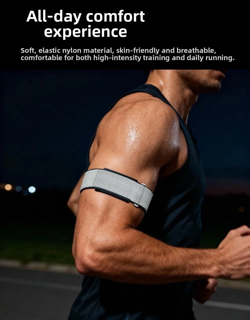 Banda deportiva de nailon, banda para bíceps, diseño de bucle, correa de seguimiento de Fitness transpirable, banda ajustable para brazo/carril para correa de Helio Amazfit
