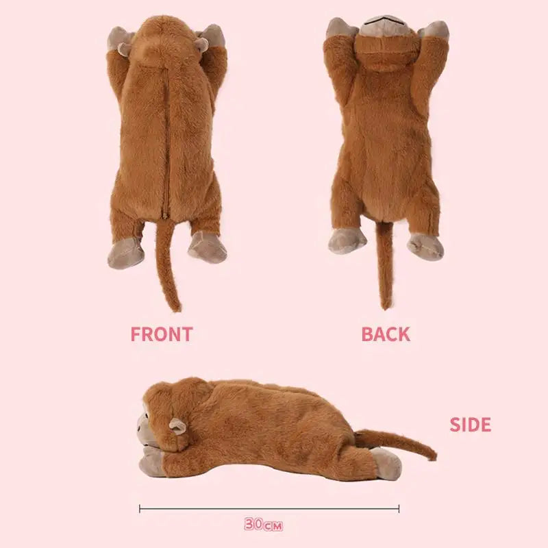 Nuevo Estuche de Lápices de Peluche con Diseño de Gorila de Dibujos Animados, Divertido Estuche de Lápices con Forma de Animal para Estudiantes, Bolsa de Almacenamiento de Papelería de Gran Capacidad, Regalos
