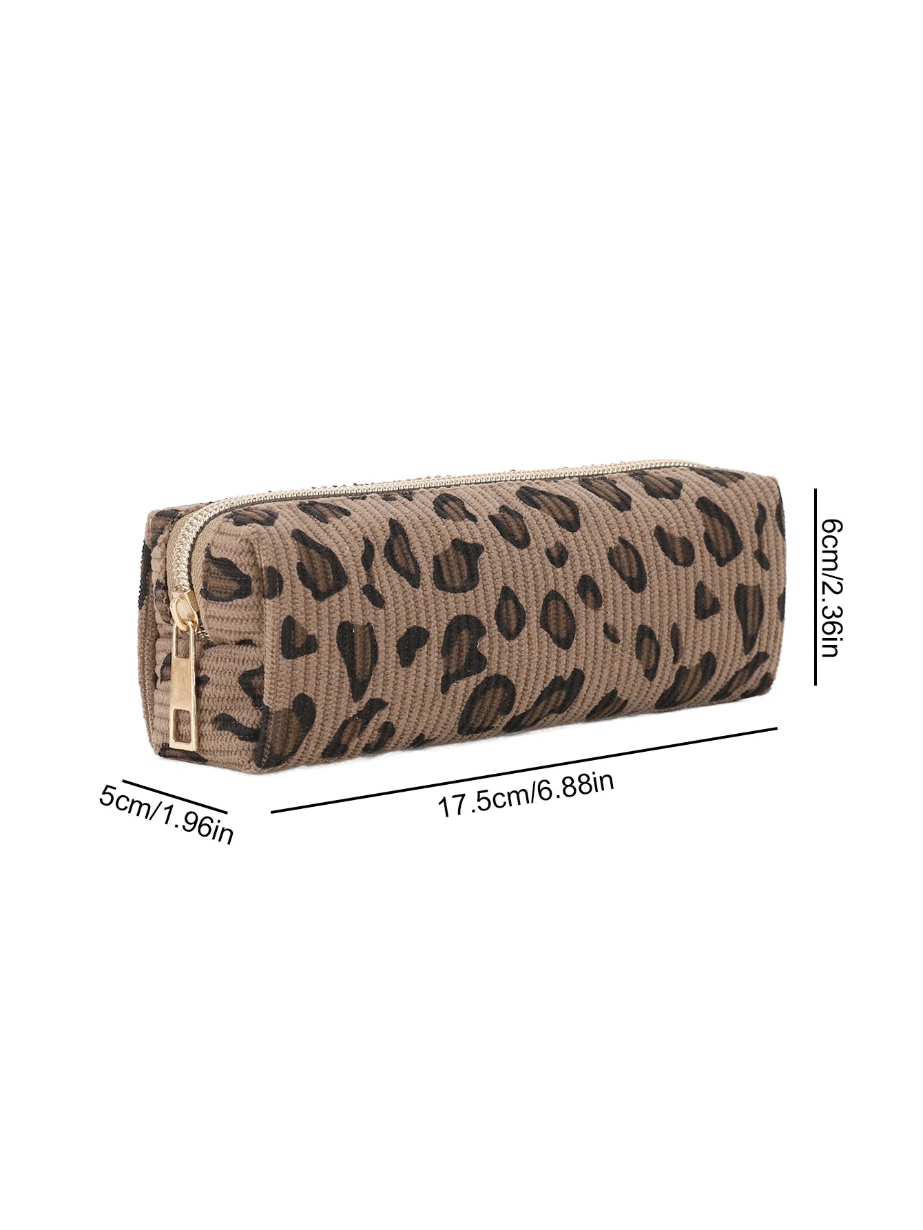 Estuche para lápices de pana con estampado de leopardo, organizador de papelería con cremallera de nailon, bolsa de viaje para maquillaje, regalo de regreso a la escuela para chicas adolescentes, 1 ud.
