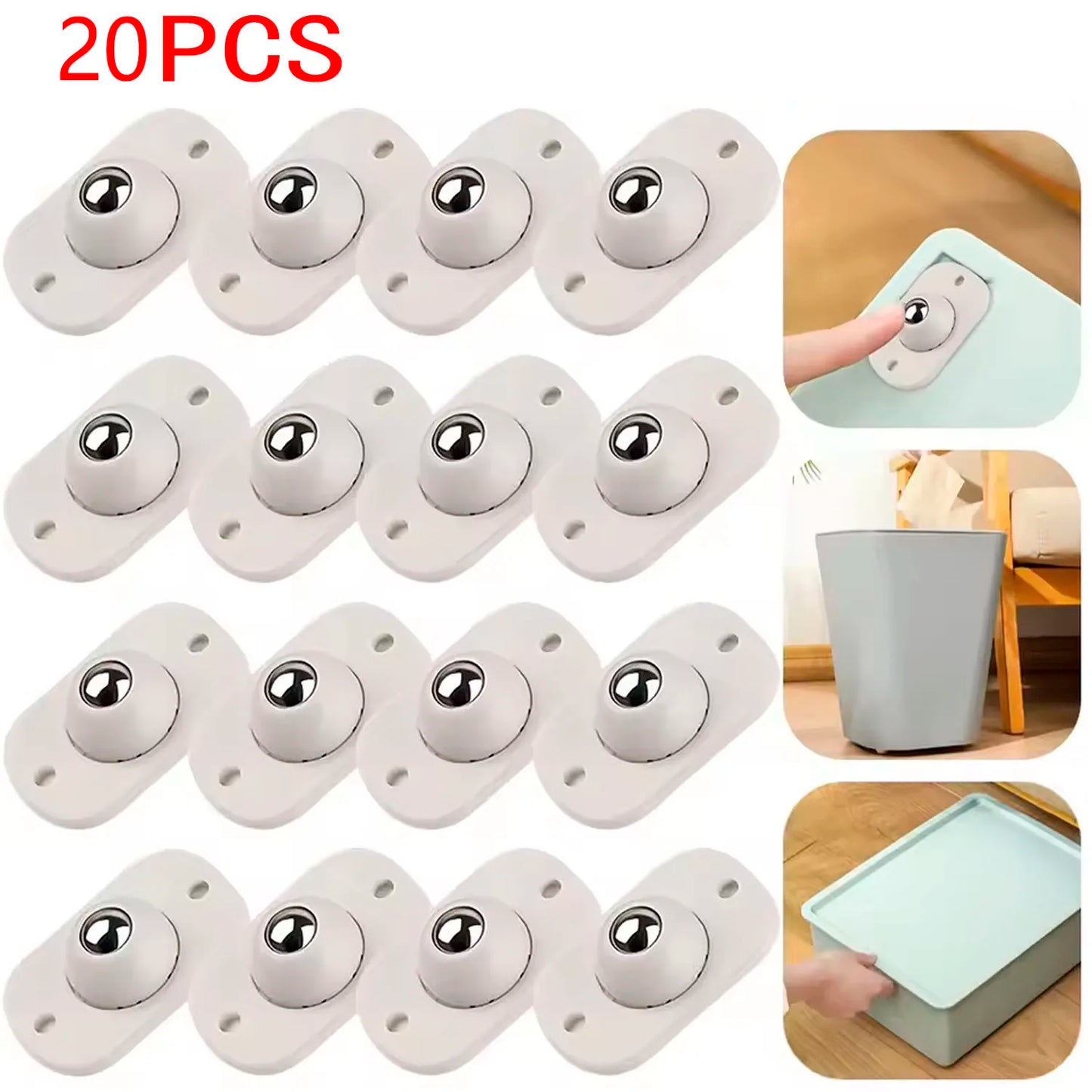 Ruedas Giratorias Mini Autoadhesivas de Acero Inoxidable, Polea Universal con Rotación de 360 Grados para Muebles y Cajas de Almacenamiento