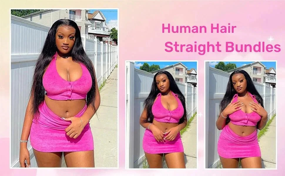 Extensiones de Cabello Humano Liso Natural Brasileño de 12-42 Pulgadas, Paquetes de Cabello Humano Remy de Color Natural