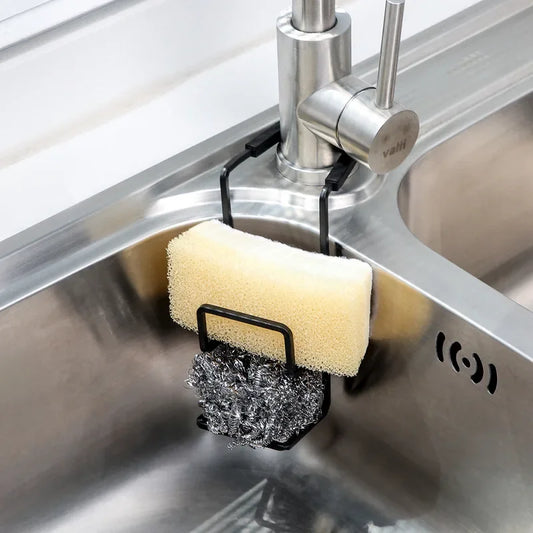 Organizador de fregadero metálico para cocina, estante de pared con ventosas para esponjas, jabón y paños de cocina