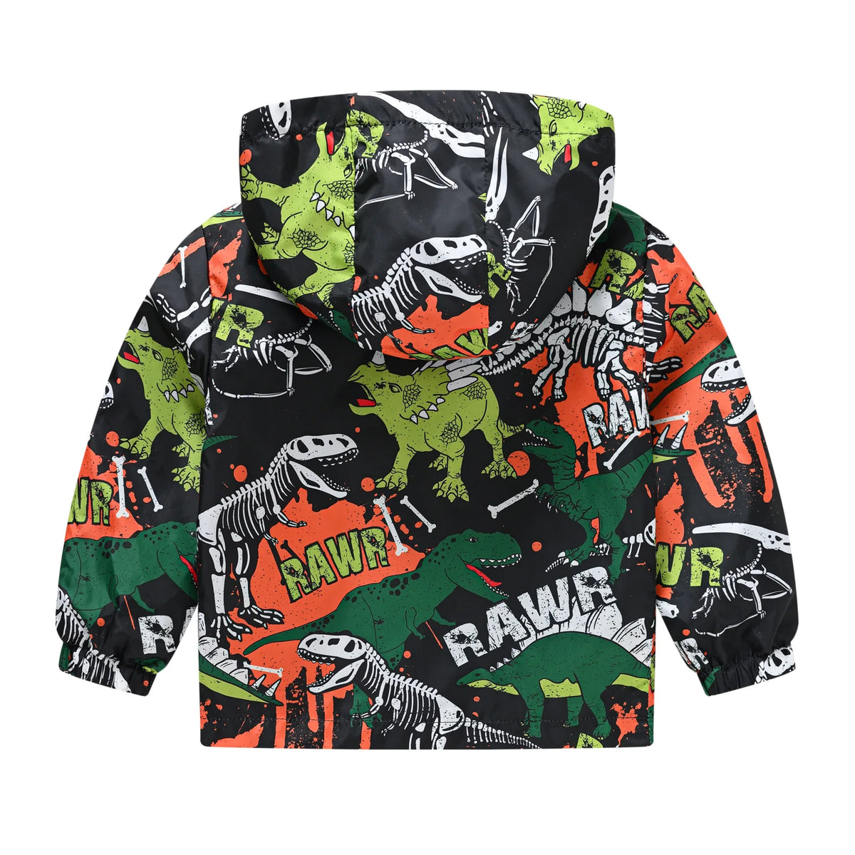 Chaqueta impermeable con capucha para niños y niñas, cortavientos con cremallera y estampado de dinosaurio de dibujos animados, a la moda, novedad