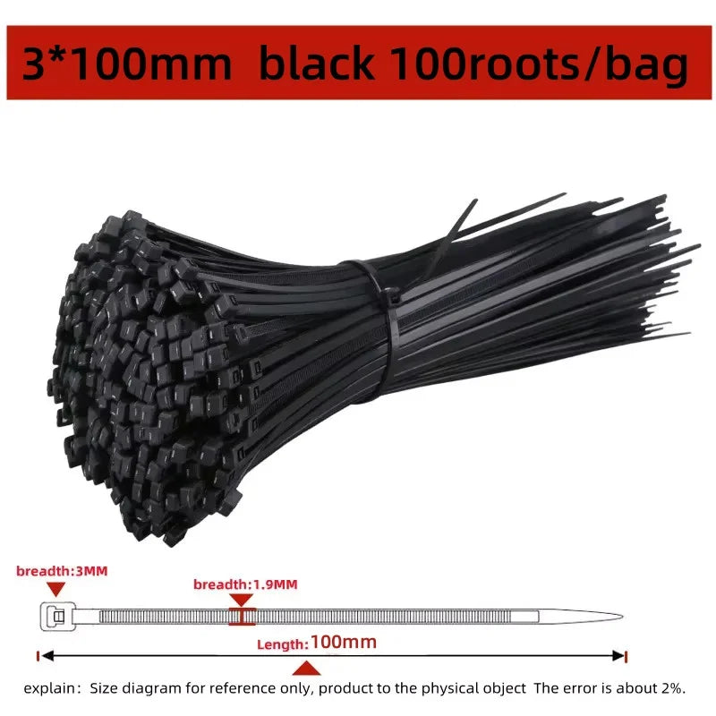 Al por mayor Bridas de nailon autoblocantes de plástico negras 5*200mm, Anillo de sujeción para cables, Bridas grandes 8*300mm, Bridas tipo cremallera