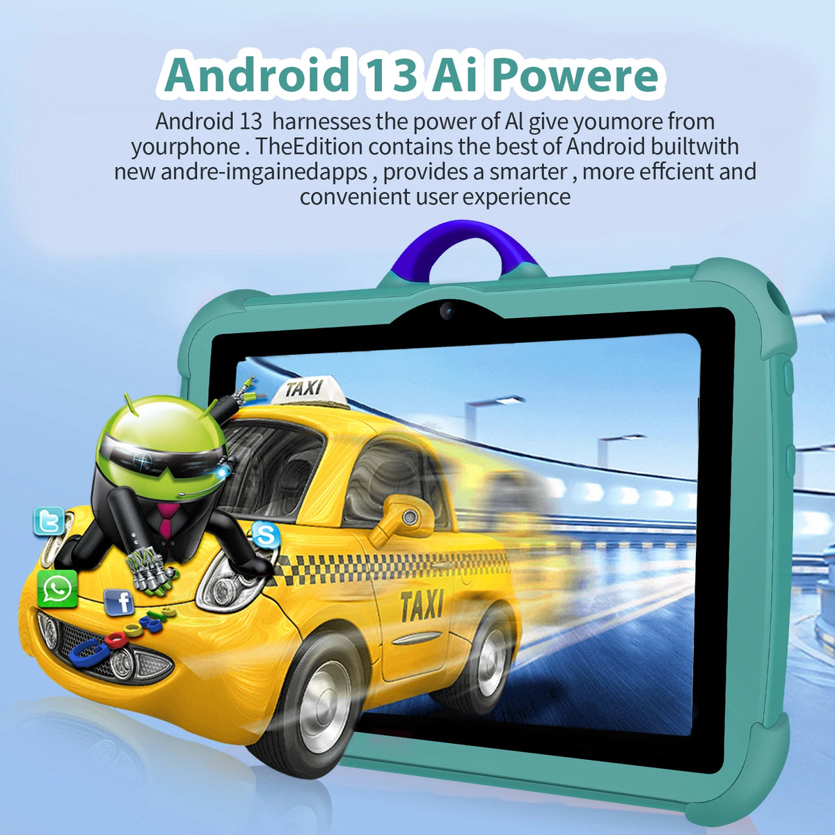 Tableta PC para niños de 7 pulgadas con Android 13 Quad Core 4GB RAM 64GB ROM aprendizaje educativo favorito de los niños diseño Simple barato