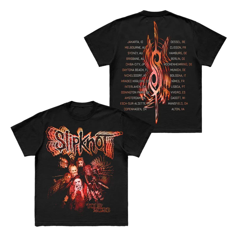 Camiseta con estampado de banda de estilo gótico de SLIPKNOT, camiseta gráfica 100% de algodón para hombres y mujeres, ropa de calle de verano