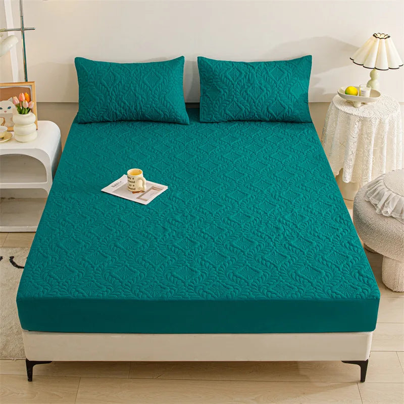 Protector de Colchón Acolchado Impermeable, Funda de Colchón Transpirable, Antiácaros, Antibacteriana, Sábana Ajustable, Sin Funda de Almohada