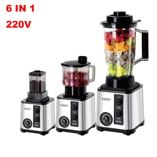 Licuadora de acero inoxidable 6 en 1, 220V, 3L, gran capacidad, corte de verduras y trituradores, picadora de ensalada, picadora de carne, exprimidor