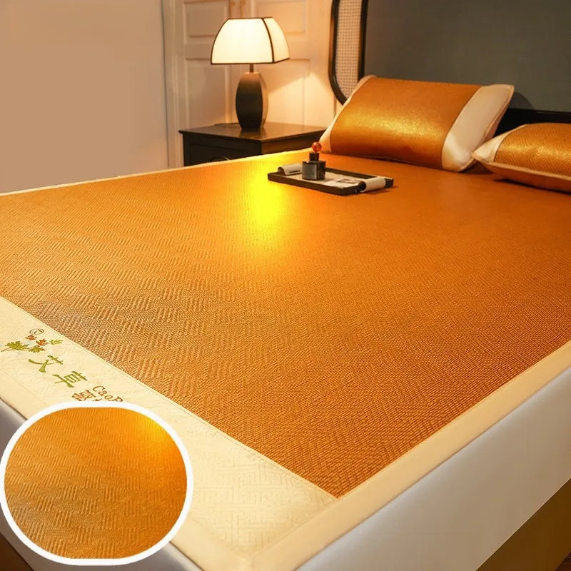 Colchoneta refrescante de seda helada para verano, de bambú natural plegable de doble cara, para camas de 1.5/1.8m, ideal para dormir sin ropa en el hogar o dormitorio.