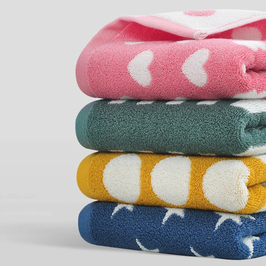 Toalla de algodón Retro con diseño de corazón a rayas y estrellas, toalla suave para la cara, toallas de mano gruesas súper absorbentes para baño, niños y adultos