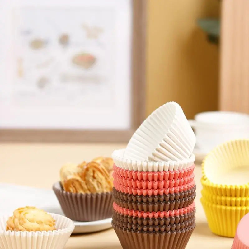 100 Uds. Tazas desechables para muffins, moldes para tarta de huevo, tazas para magdalenas resistentes al calor, revestimientos de papel grueso para magdalenas, moldes para tarta, herramientas para hornear