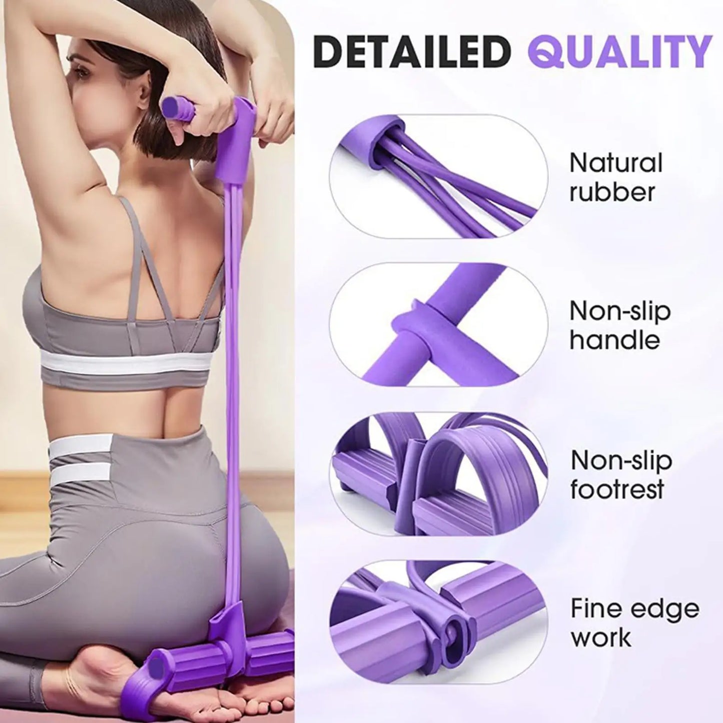 Bandas de resistencia para Fitness, extractor de Pedal de 4 tubos, asas de banda de resistencia para ejercicio, cuerda adjunta, equipo de entrenamiento para sentarse en el hogar