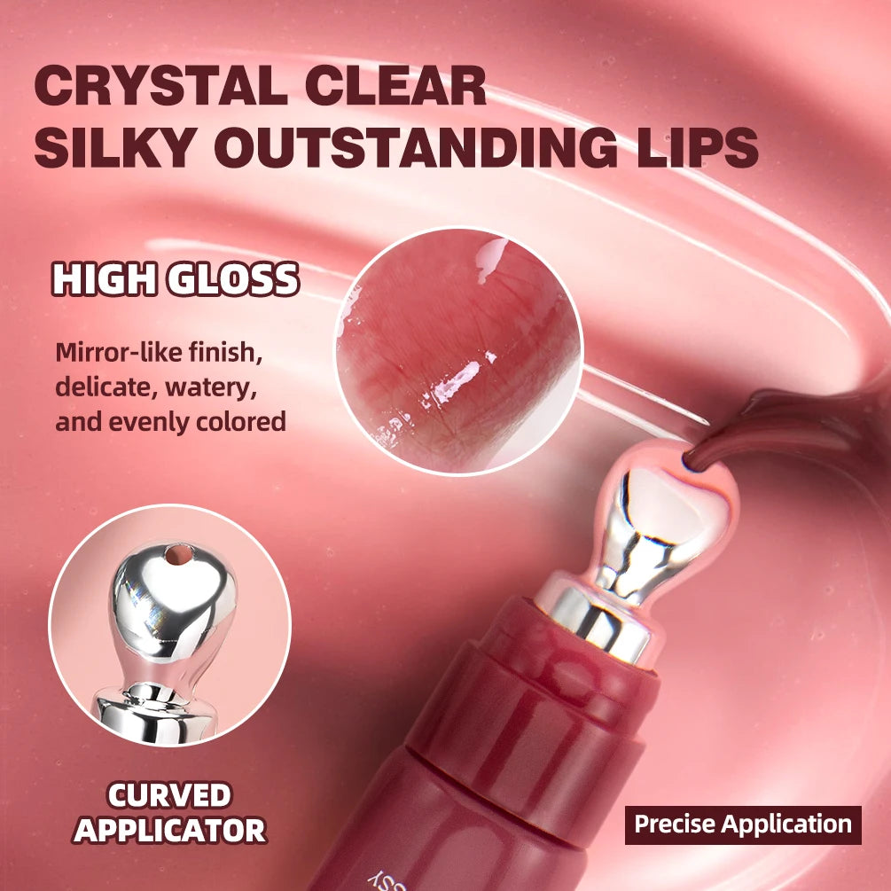 Brillo Labial QIBEST Efecto Espejo, Tinte de Larga Duración, Hidratante, Brillante, con Purpurina, Maquillaje Nutritivo