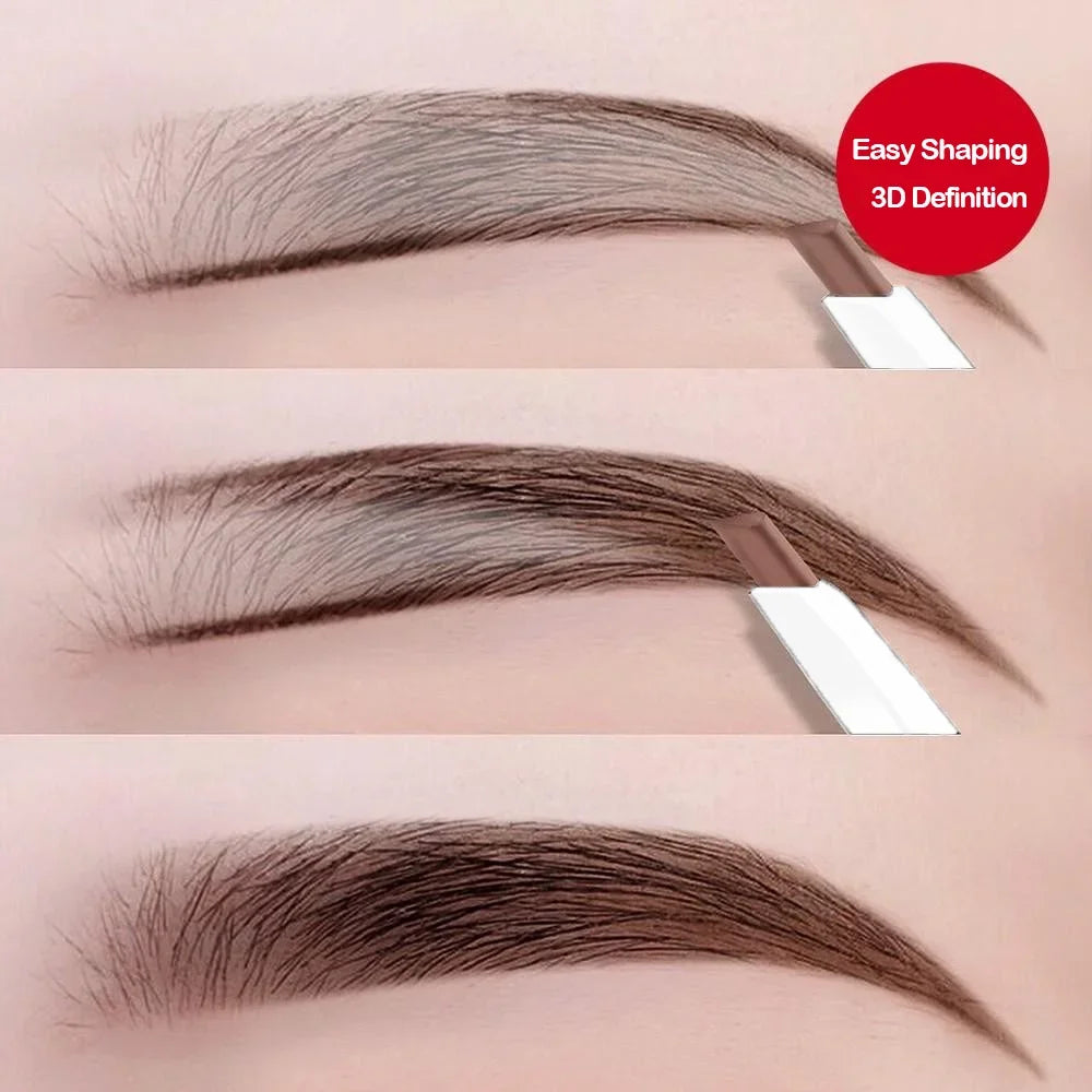 Lápiz de cejas de doble punta de cabeza fina: resistente al agua, duradero, rotación automática, punta de pincel, contorno, natural, certificado, unisex