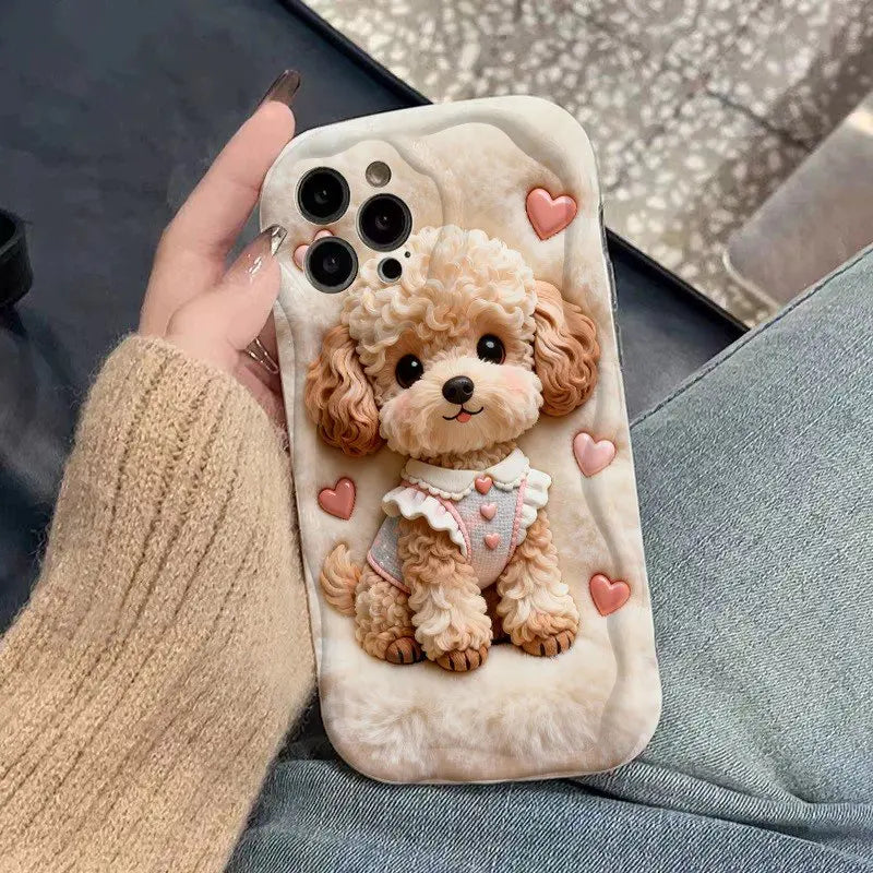 Funda de teléfono con diseño de perro marrón para iPhone 17 16 15 14 11 12 13 Pro Max Plus Mini 16/17E 17 Air, a prueba de golpes, de silicona suave.