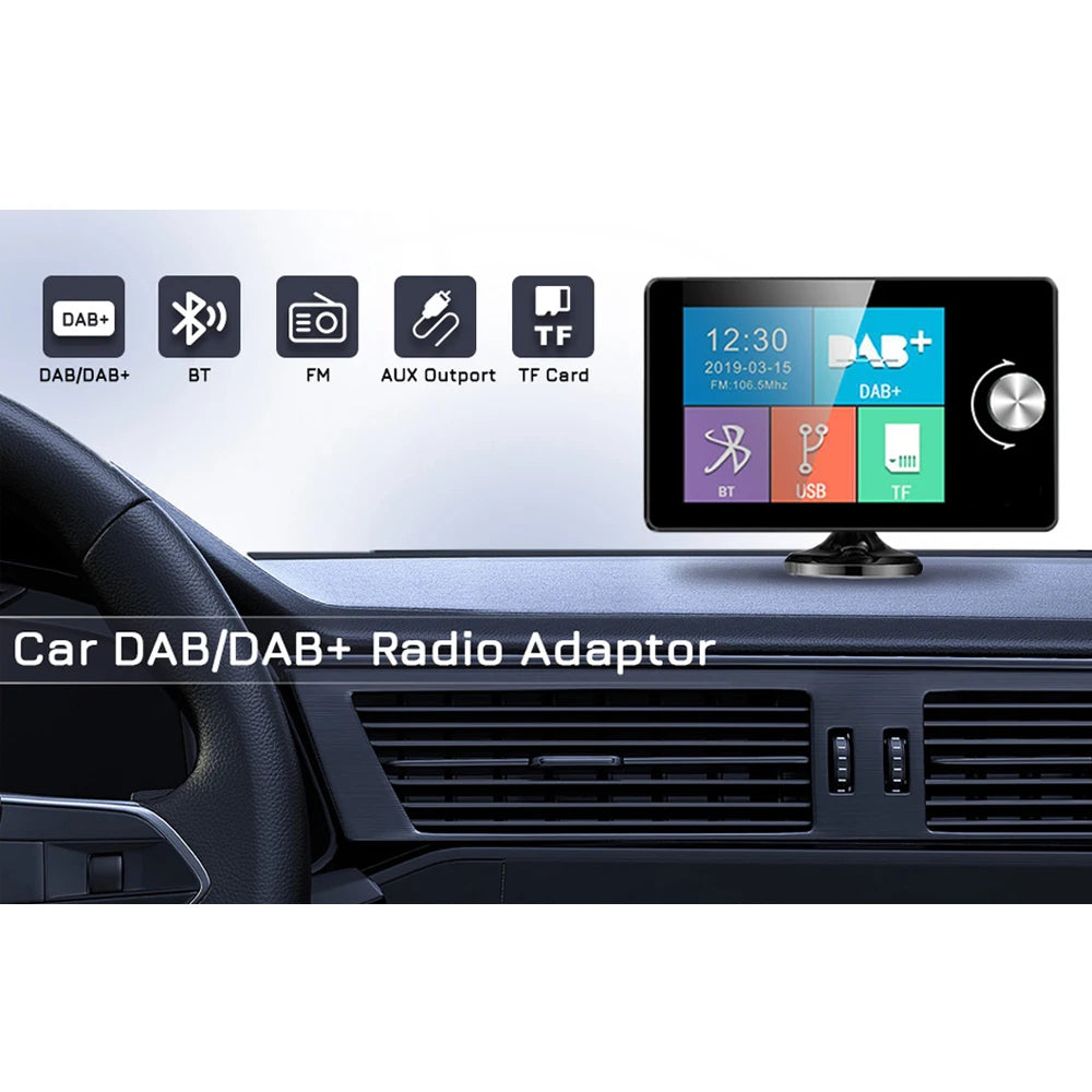 2.8inch Color Screen DAB/DAB+ Digital Broadcast Radio RDS Support FM Transmitter BT Music MP3 AUX Receiver